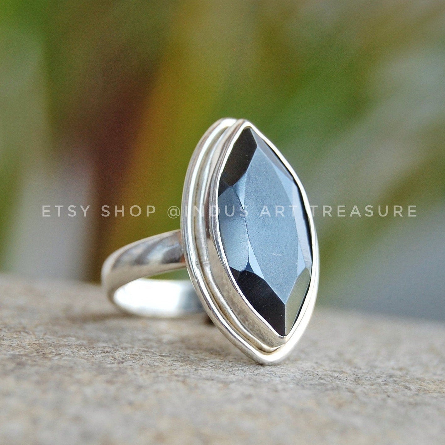Hematite Marquise Ring