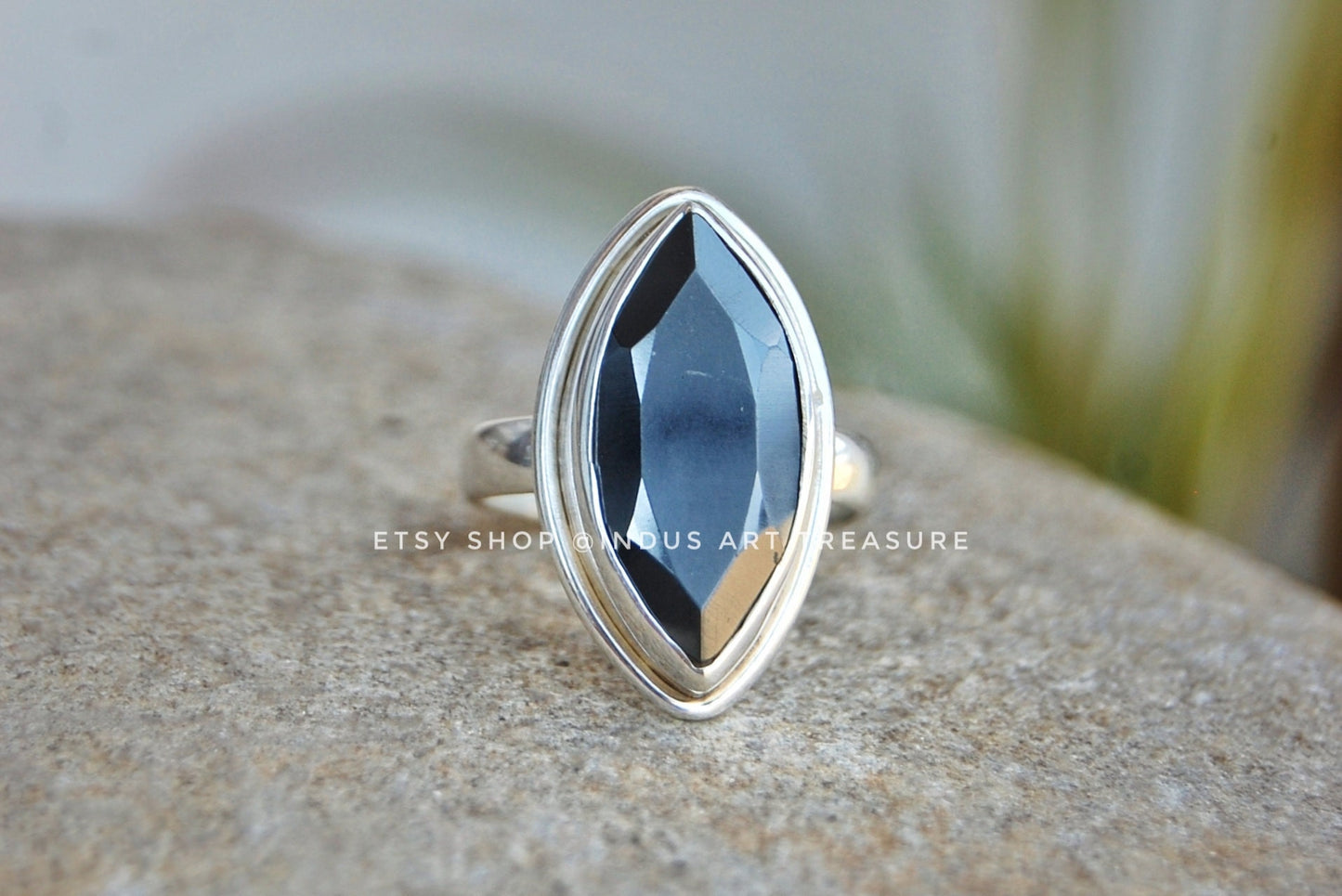 Hematite Marquise Ring