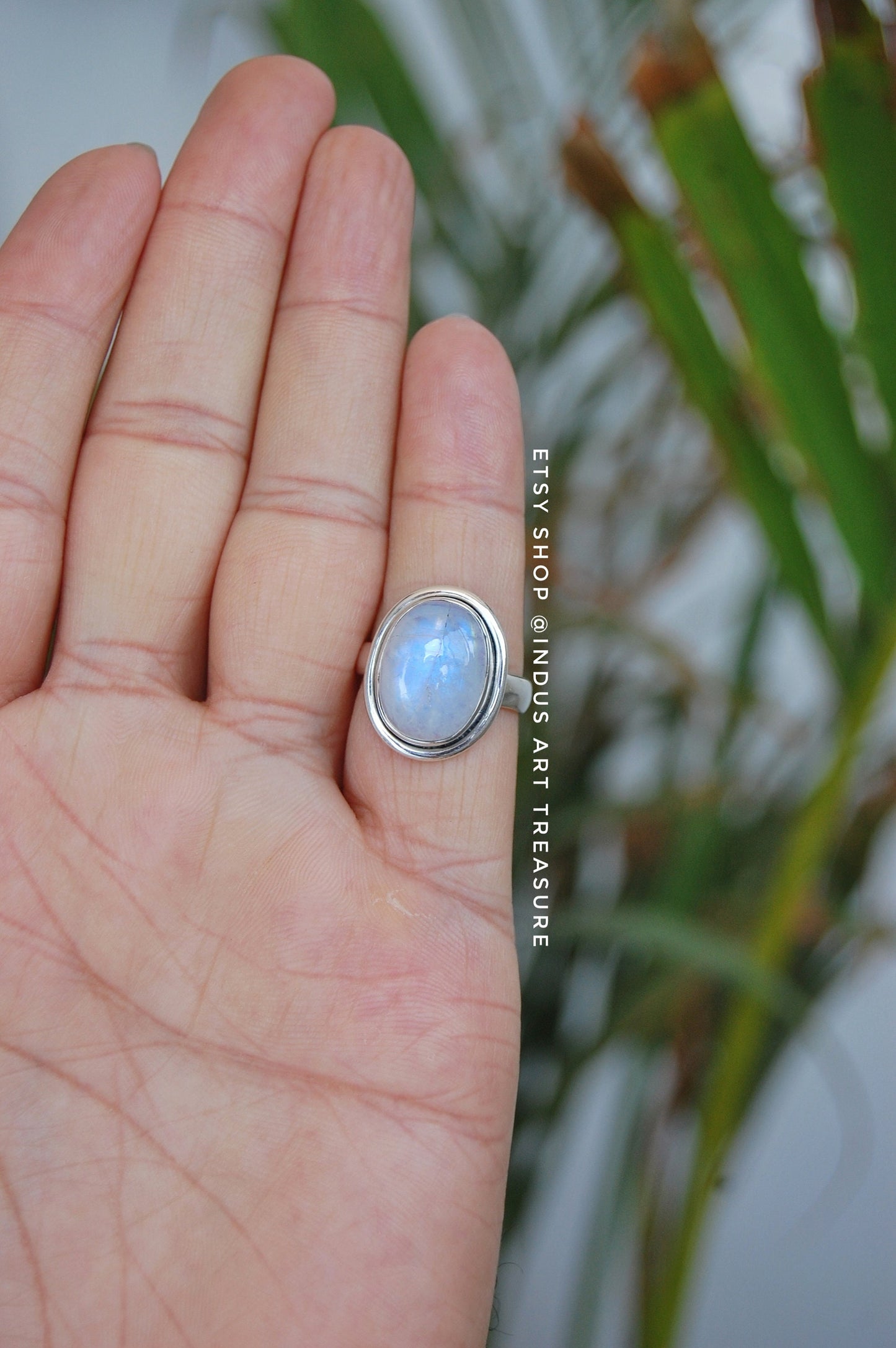 Rainbow Moonstone Statement Ring