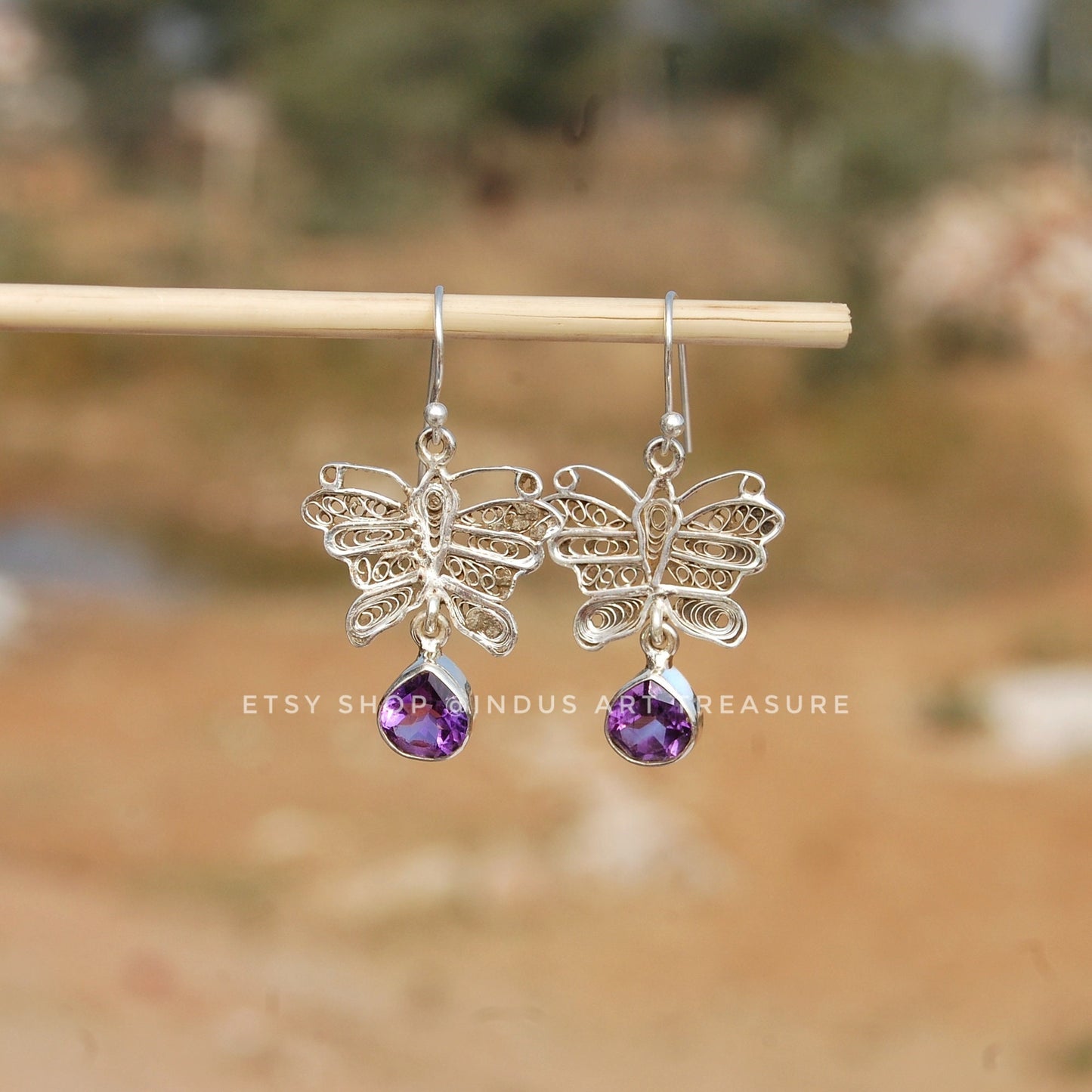 Pretty Butterfly Amethyst Earrings