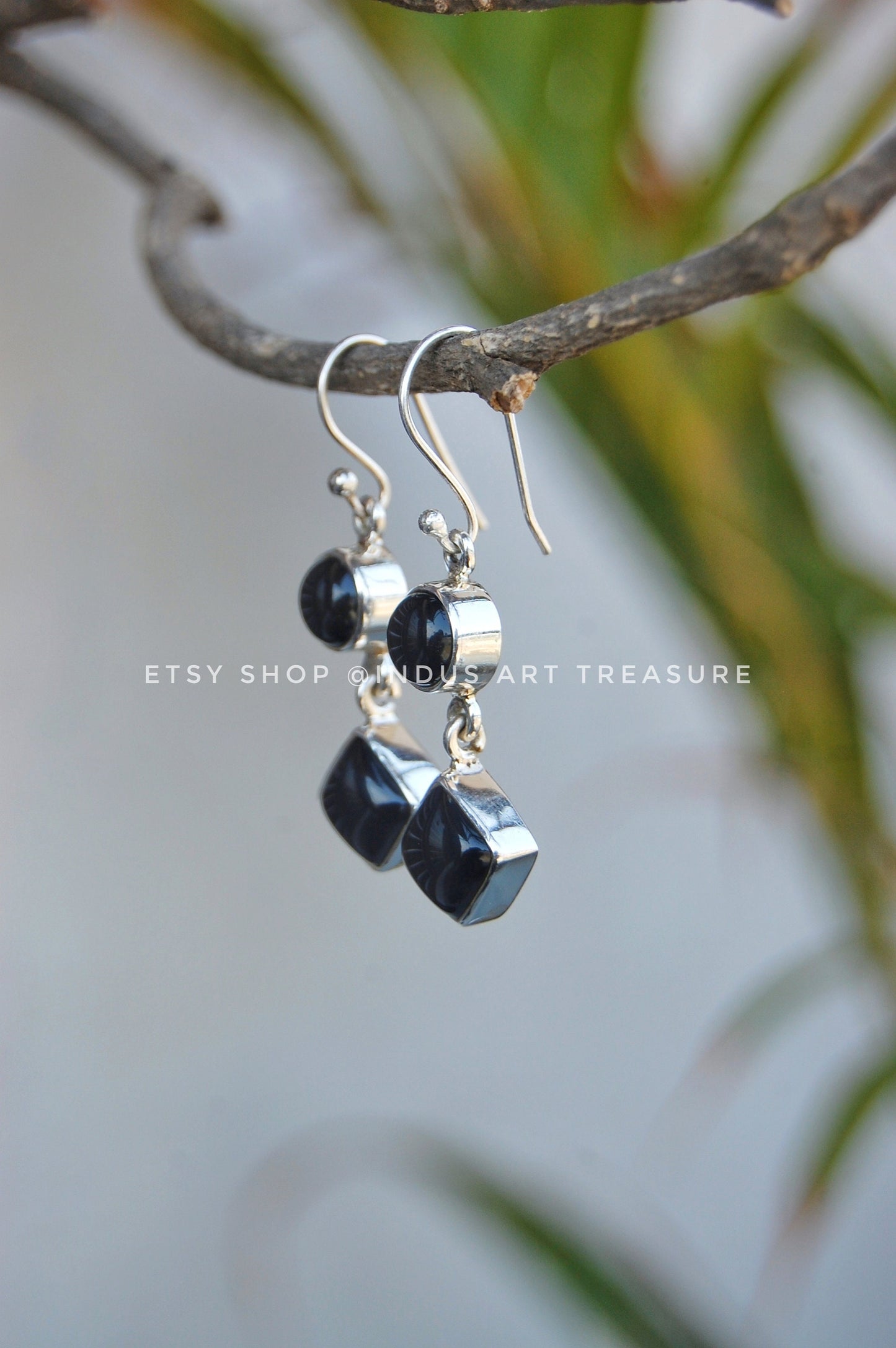 Black Onyx Dangle Earrings