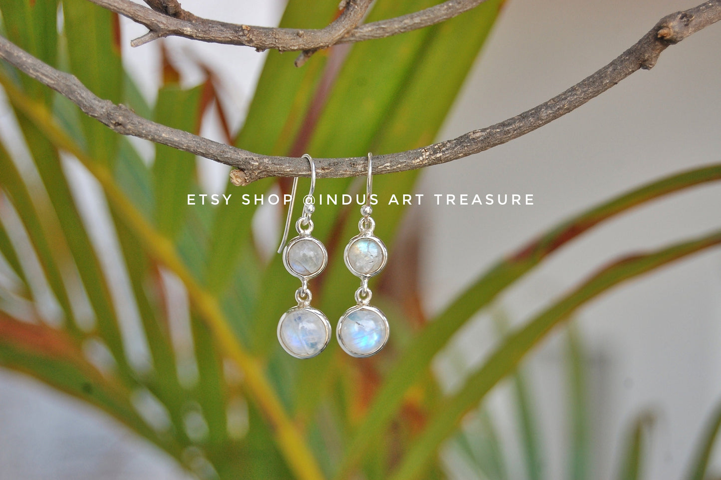 Rainbow Moonstone Dangle Earrings