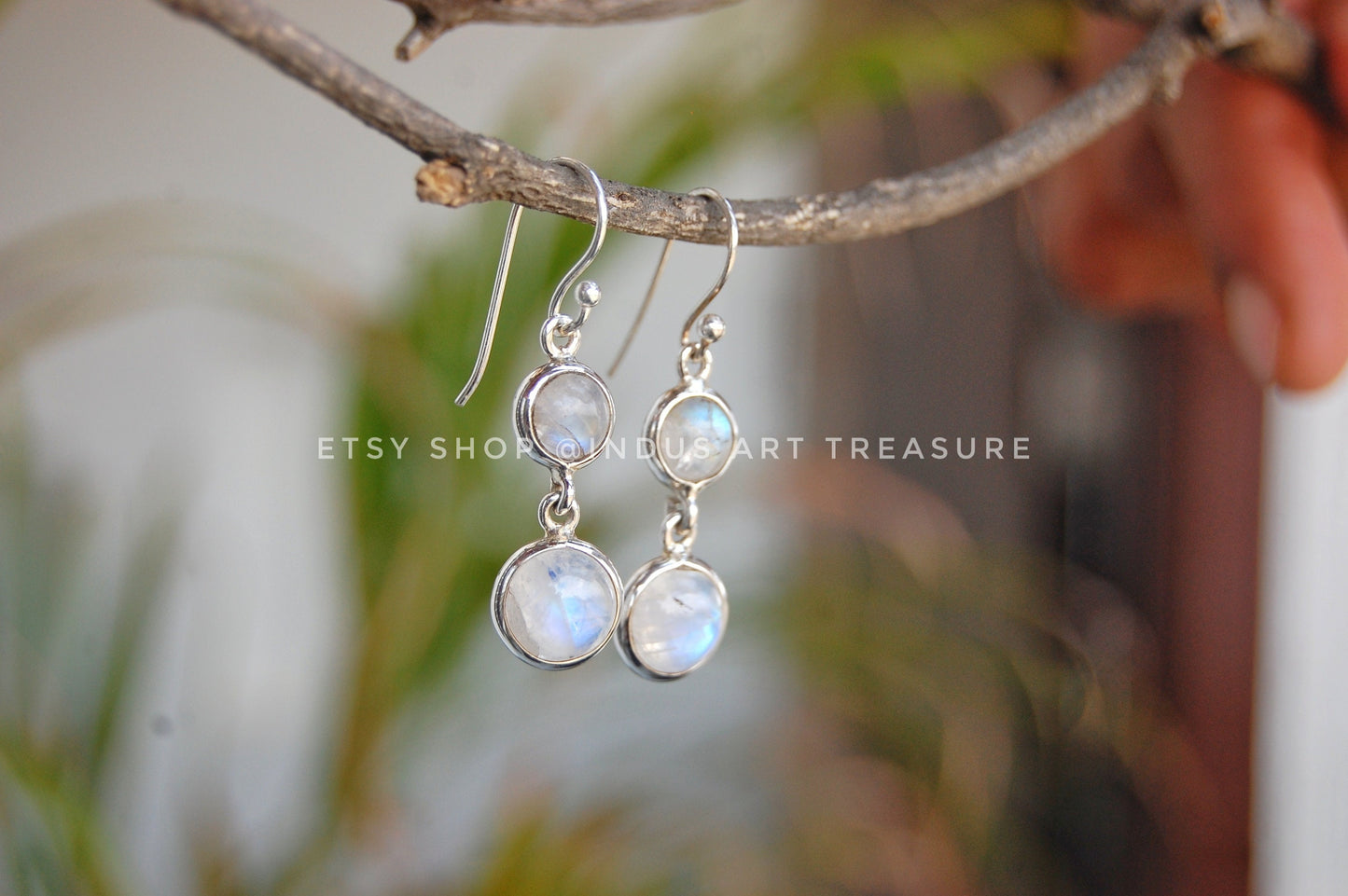 Rainbow Moonstone Dangle Earrings