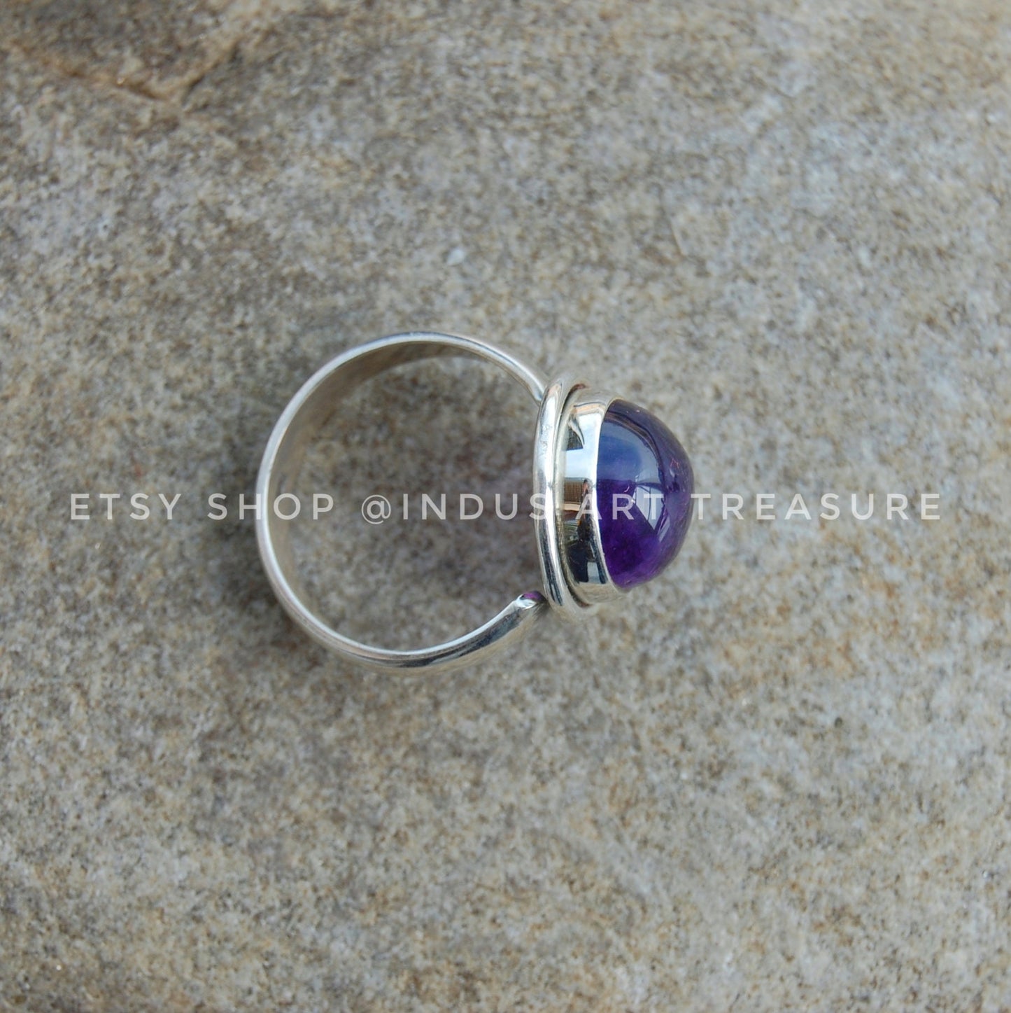 Purple Amethyst Round Ring