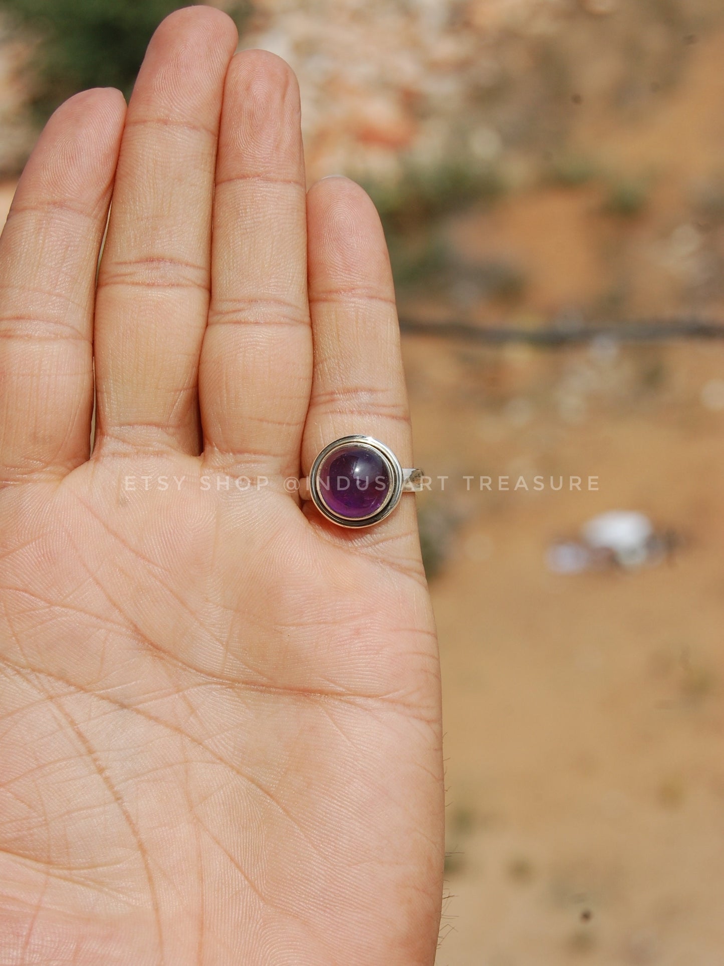 Purple Amethyst Round Ring
