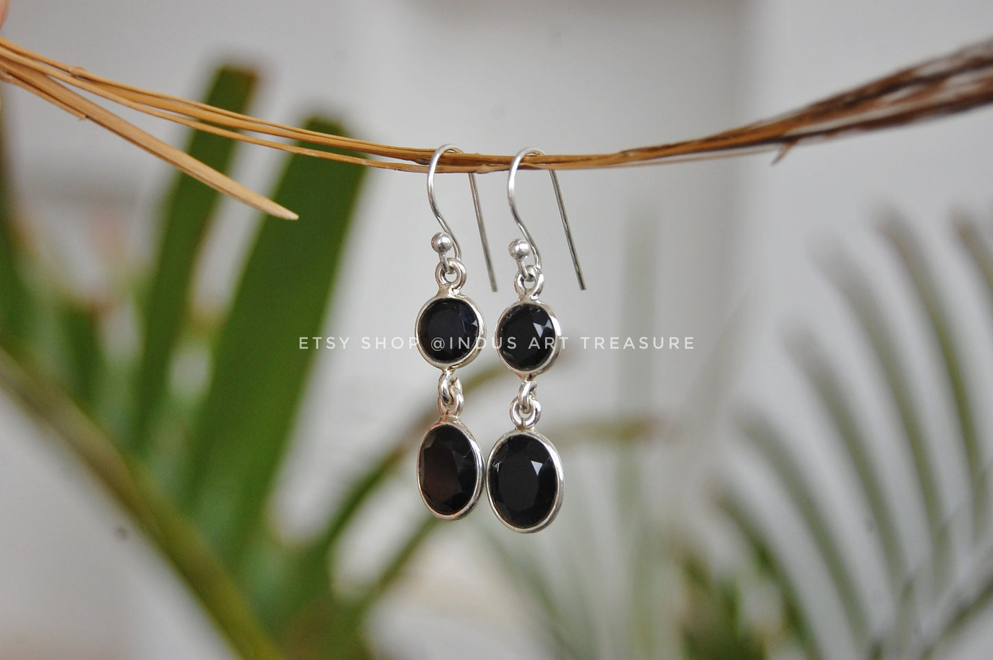 Elegant Black Onyx Dangle Earrings