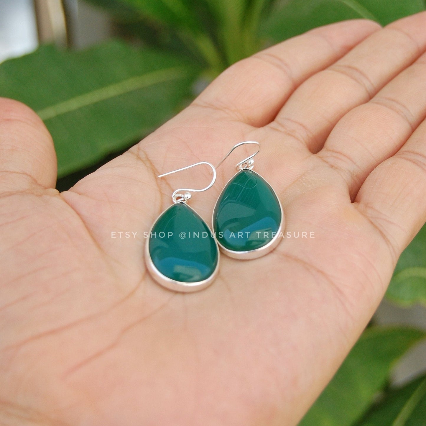 Green Onyx Drop Earrings