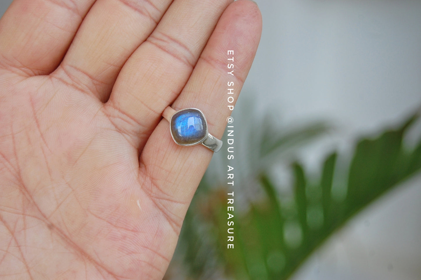 Blue Fire Labradorite Ring