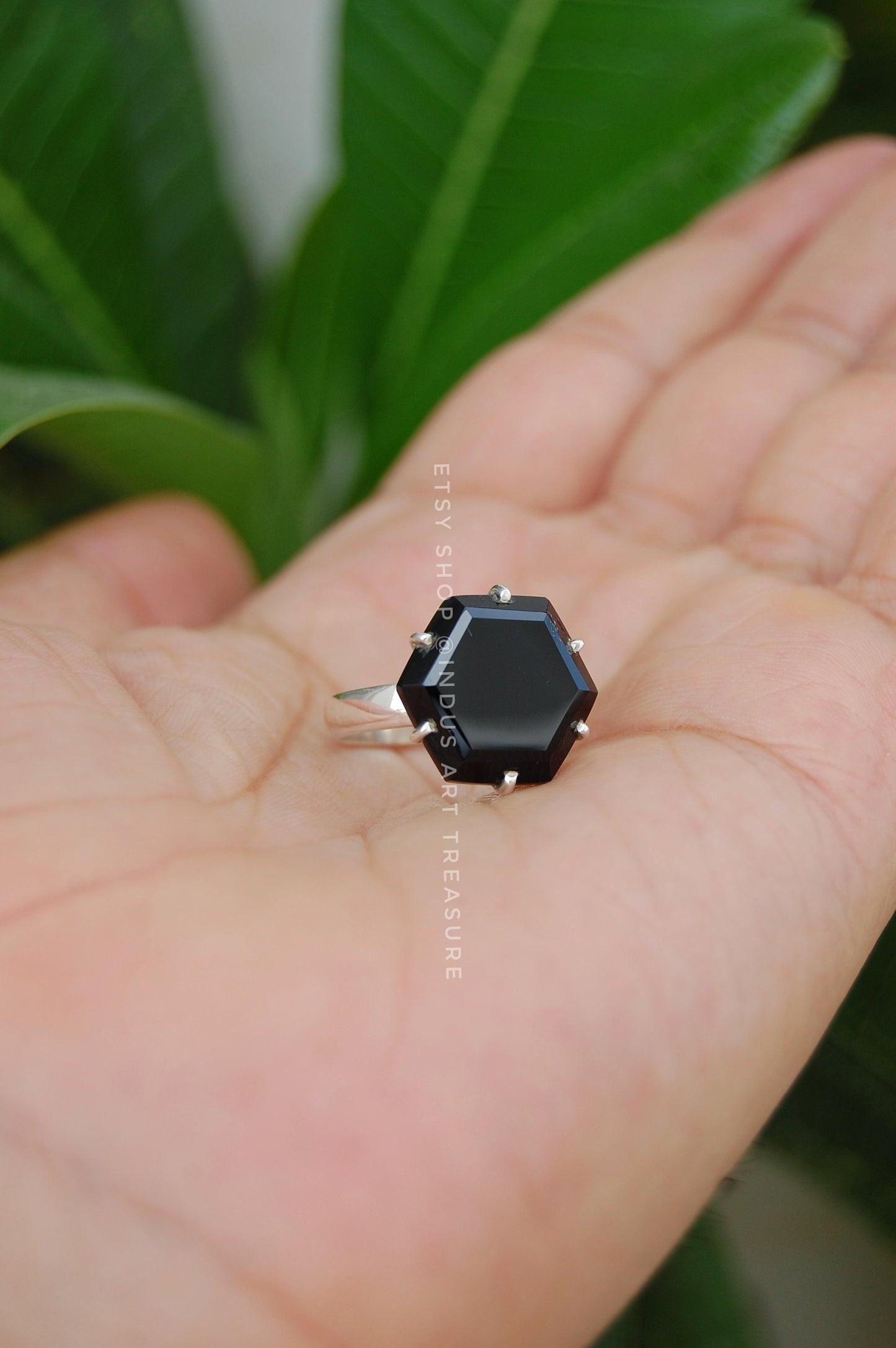 Black Onyx Prong Setting Ring