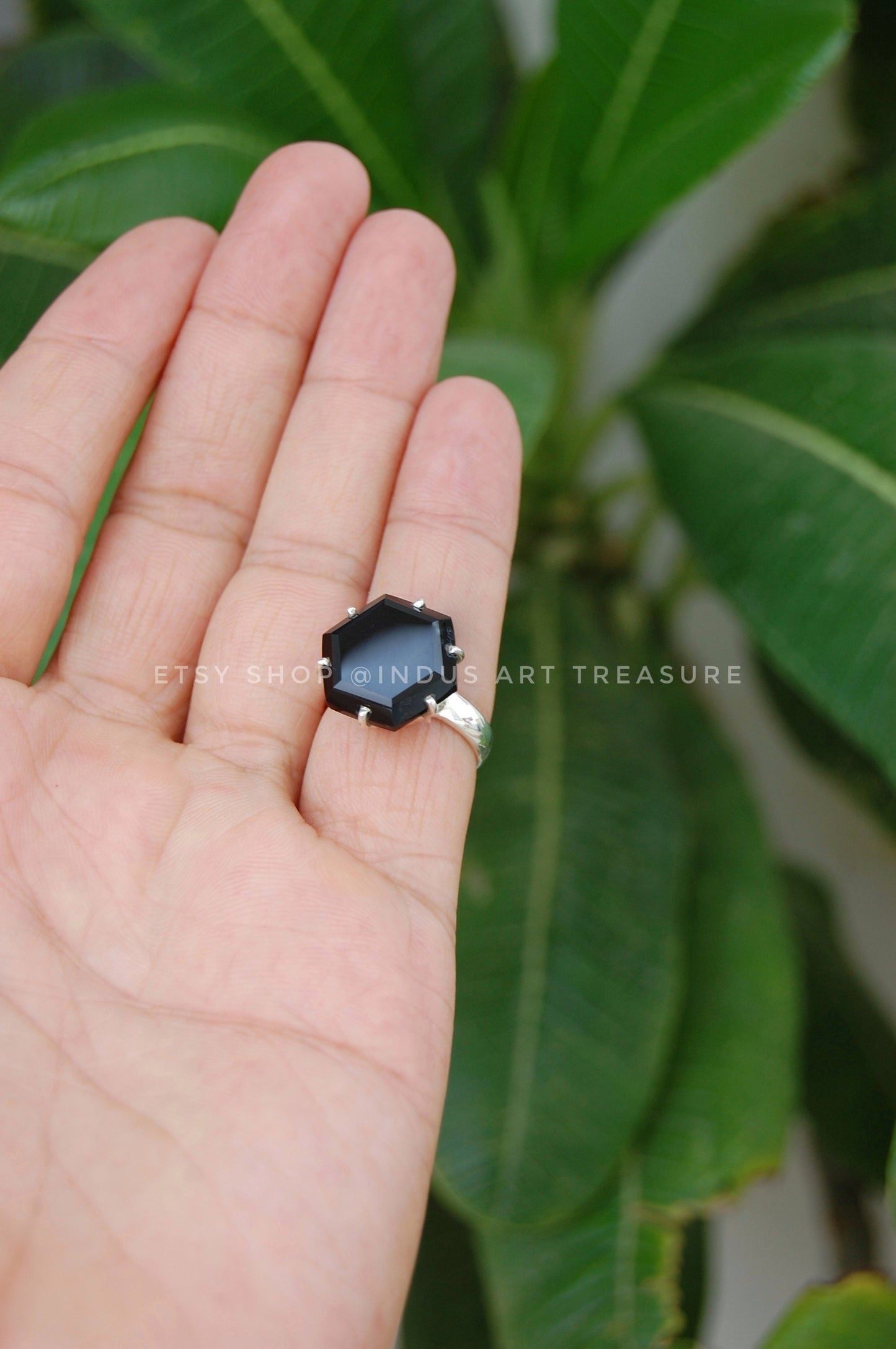 Black Onyx Prong Setting Ring