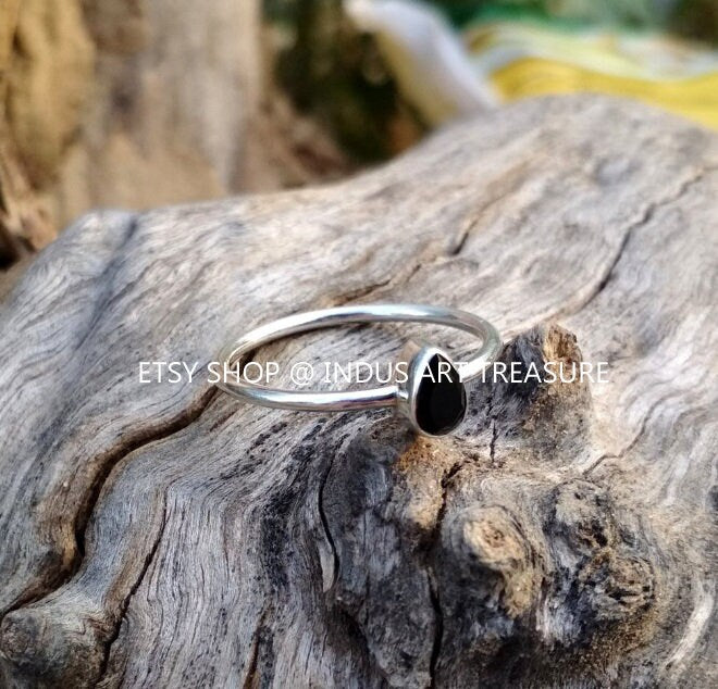 Black Onyx Dainty Ring