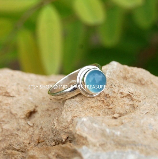 Aqua Chalcedony Ring