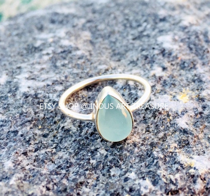 Aqua Chalcedony Dainty Ring
