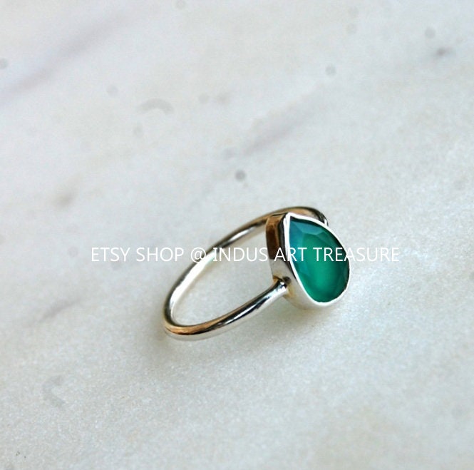Green Onyx Silver Ring