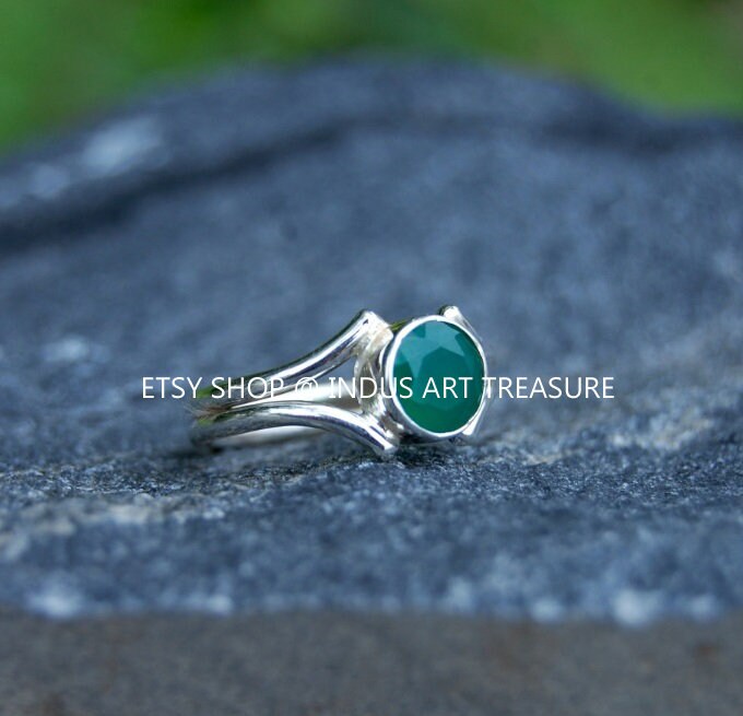Green Onyx Silver Ring