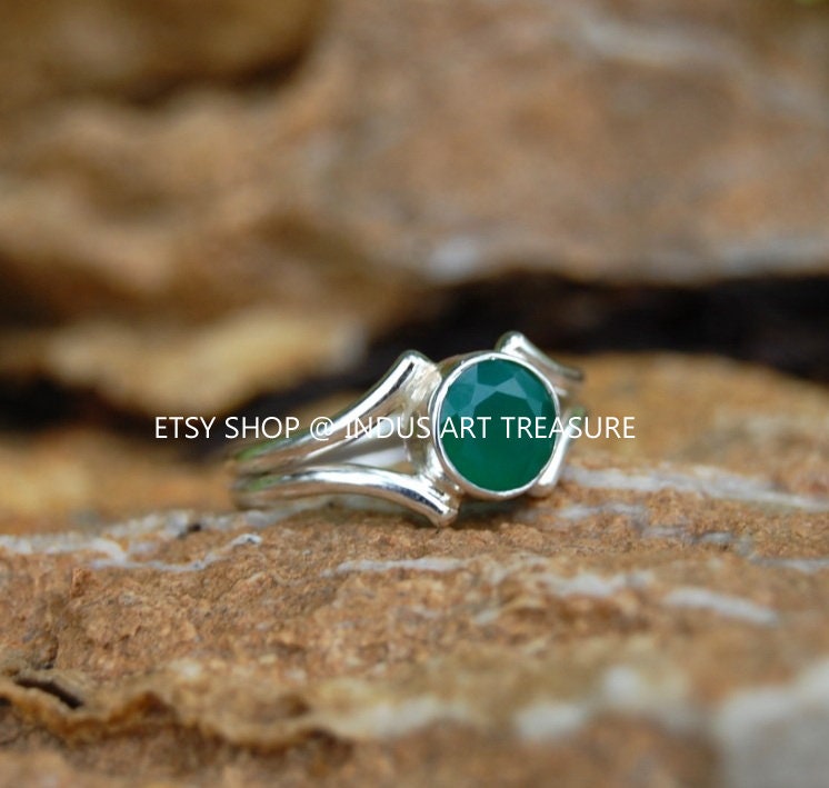 Green Onyx Silver Ring