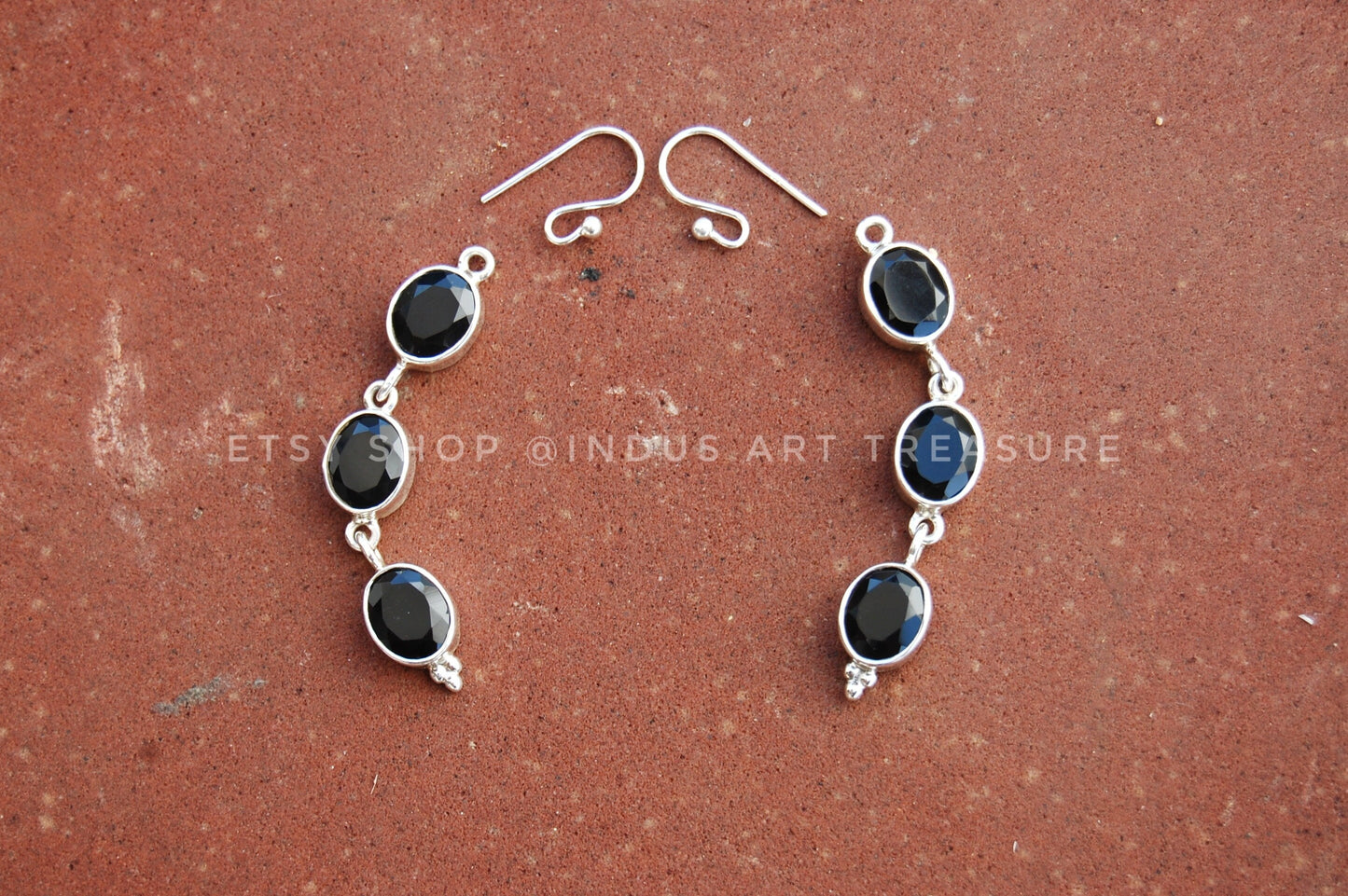 Black Onyx Long Dangle Earrings