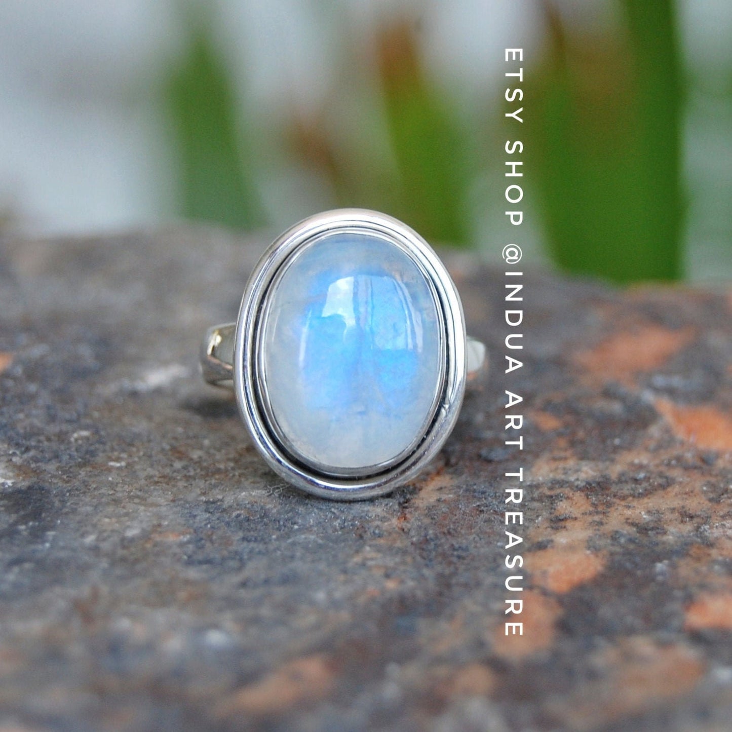 Rainbow Moonstone Statement Ring