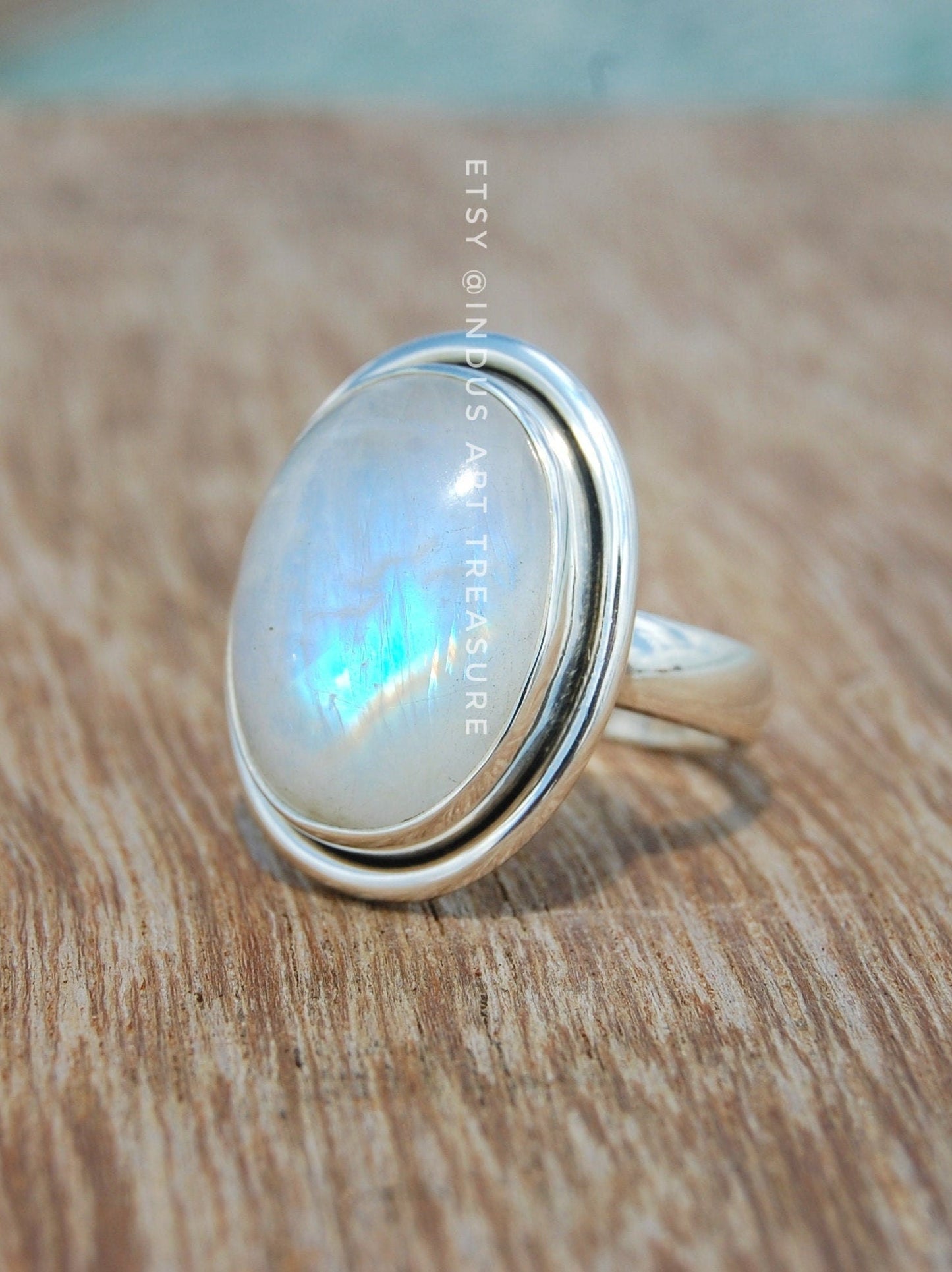 Rainbow Moonstone Statement Ring