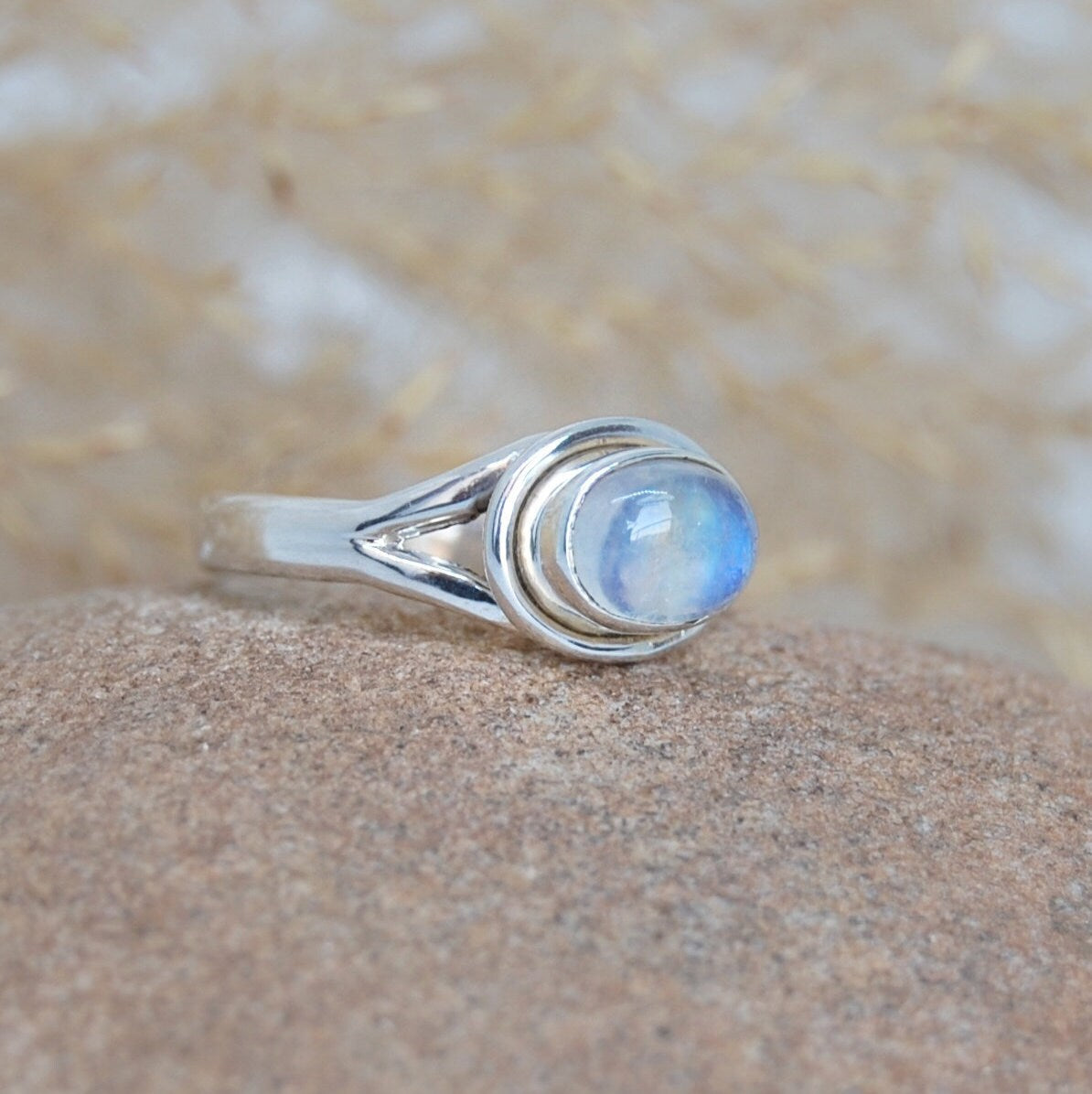 Rainbow Moonstone Ring