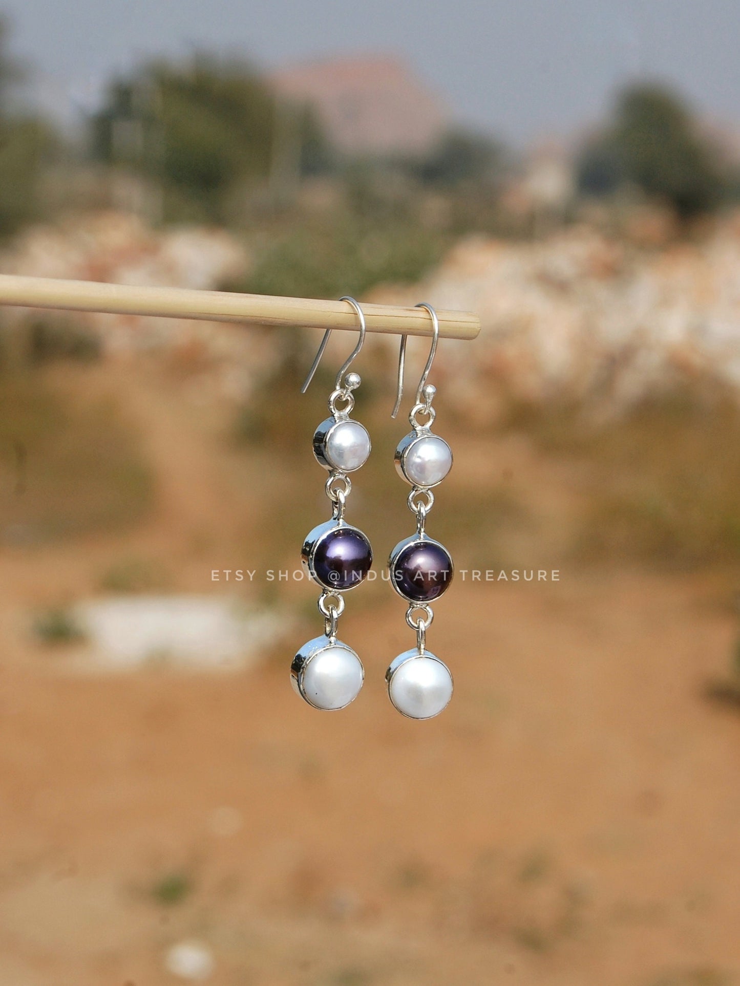 Fresh Water Pearl Long Drop Earrings