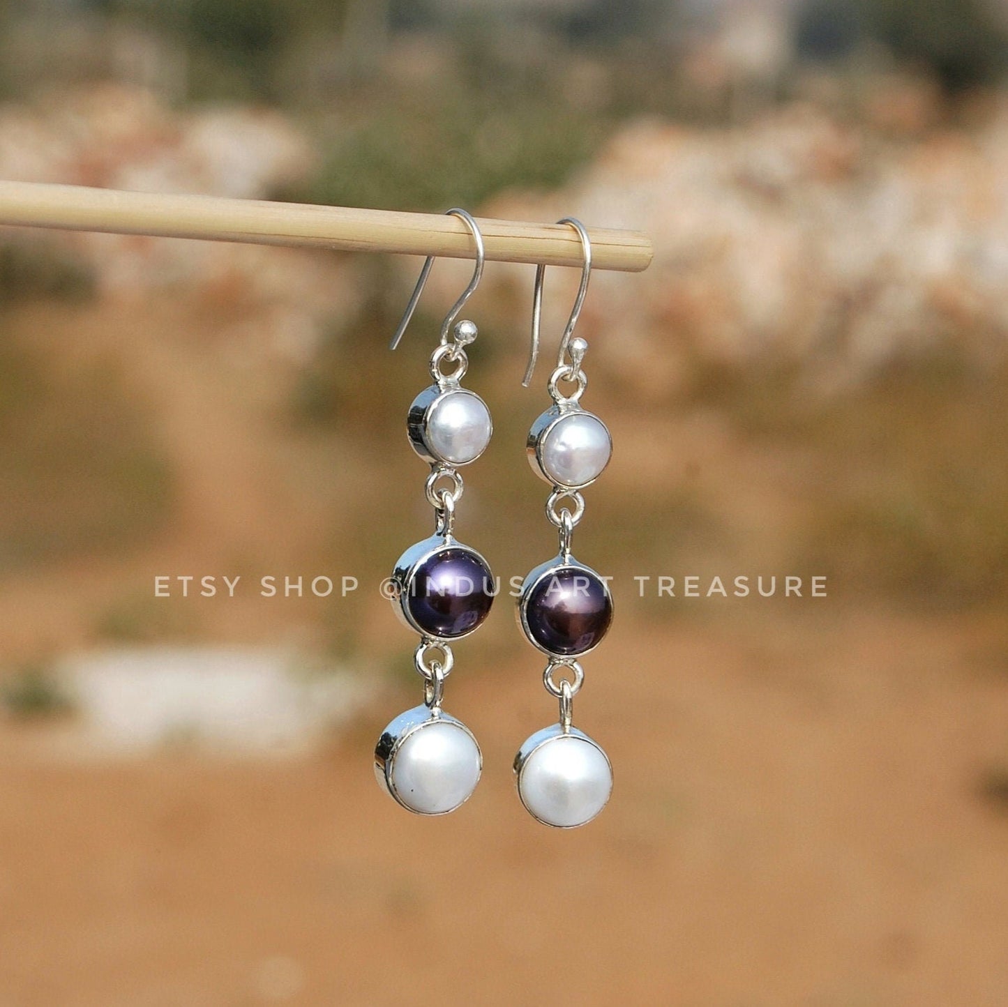 Fresh Water Pearl Long Drop Earrings