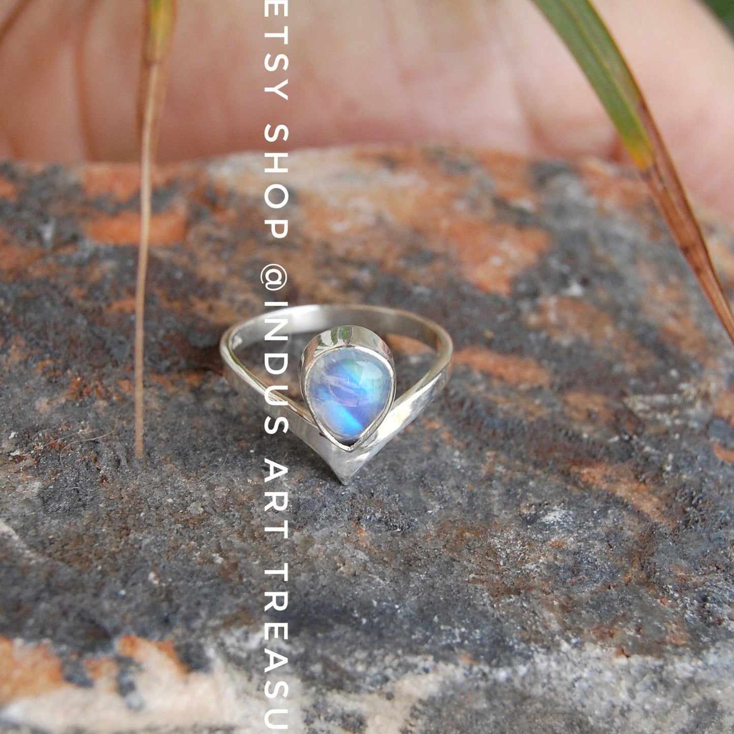 Rainbow Moonstone Princess Crown Ring