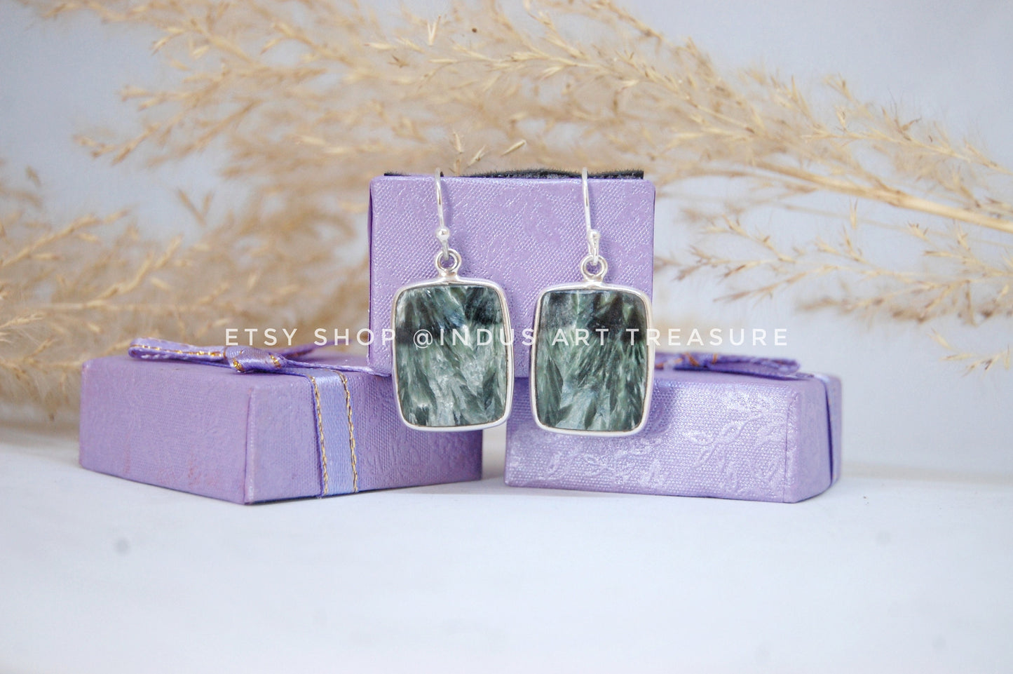 Seraphinite Silver Earrings