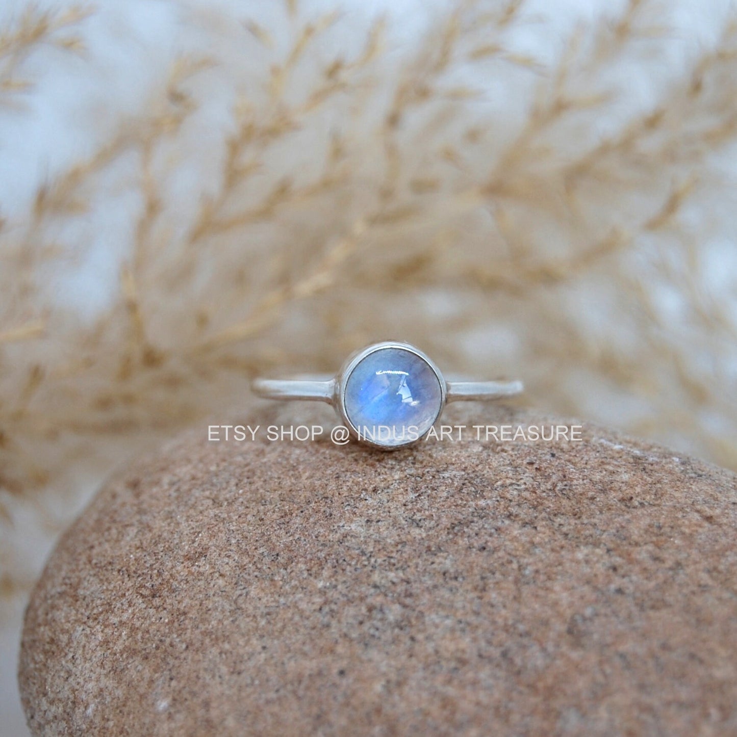 Rainbow Moonstone Dainty Ring