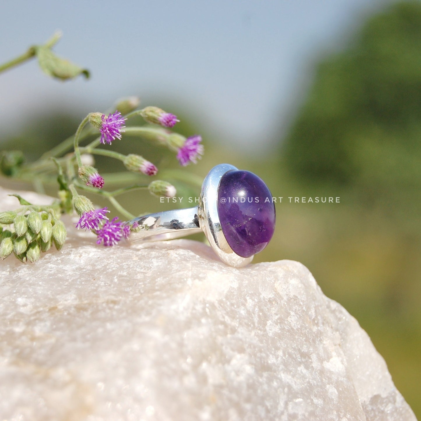Amethyst Round Cab Ring