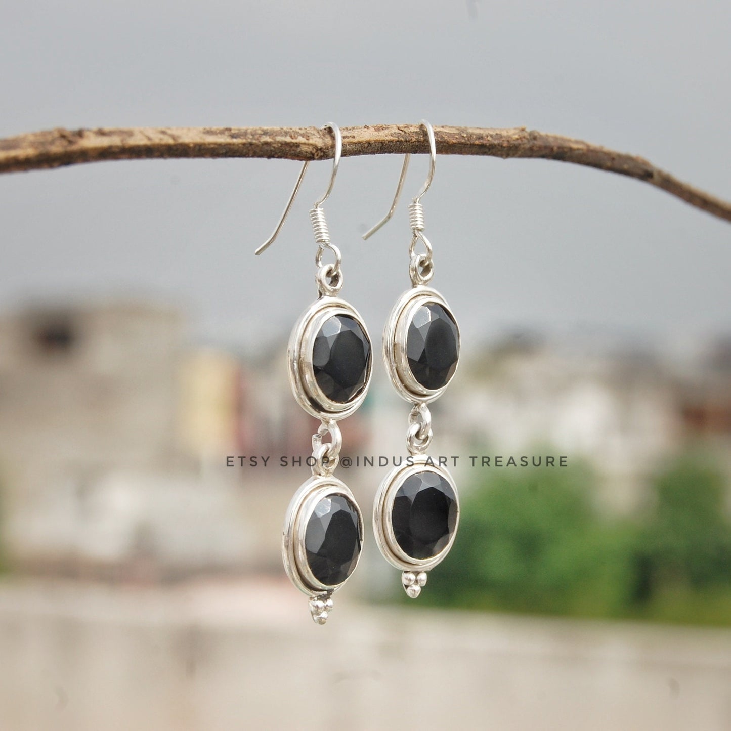 Black Onyx Dangle Earrings
