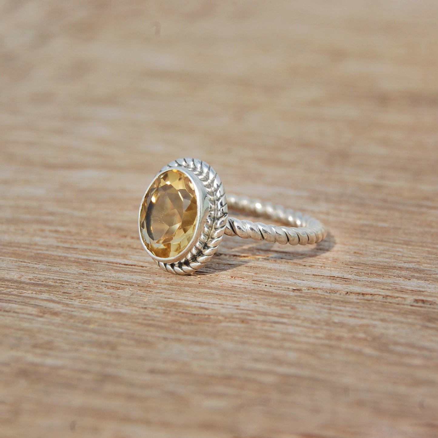 Citrine Twisted Wire Band Ring