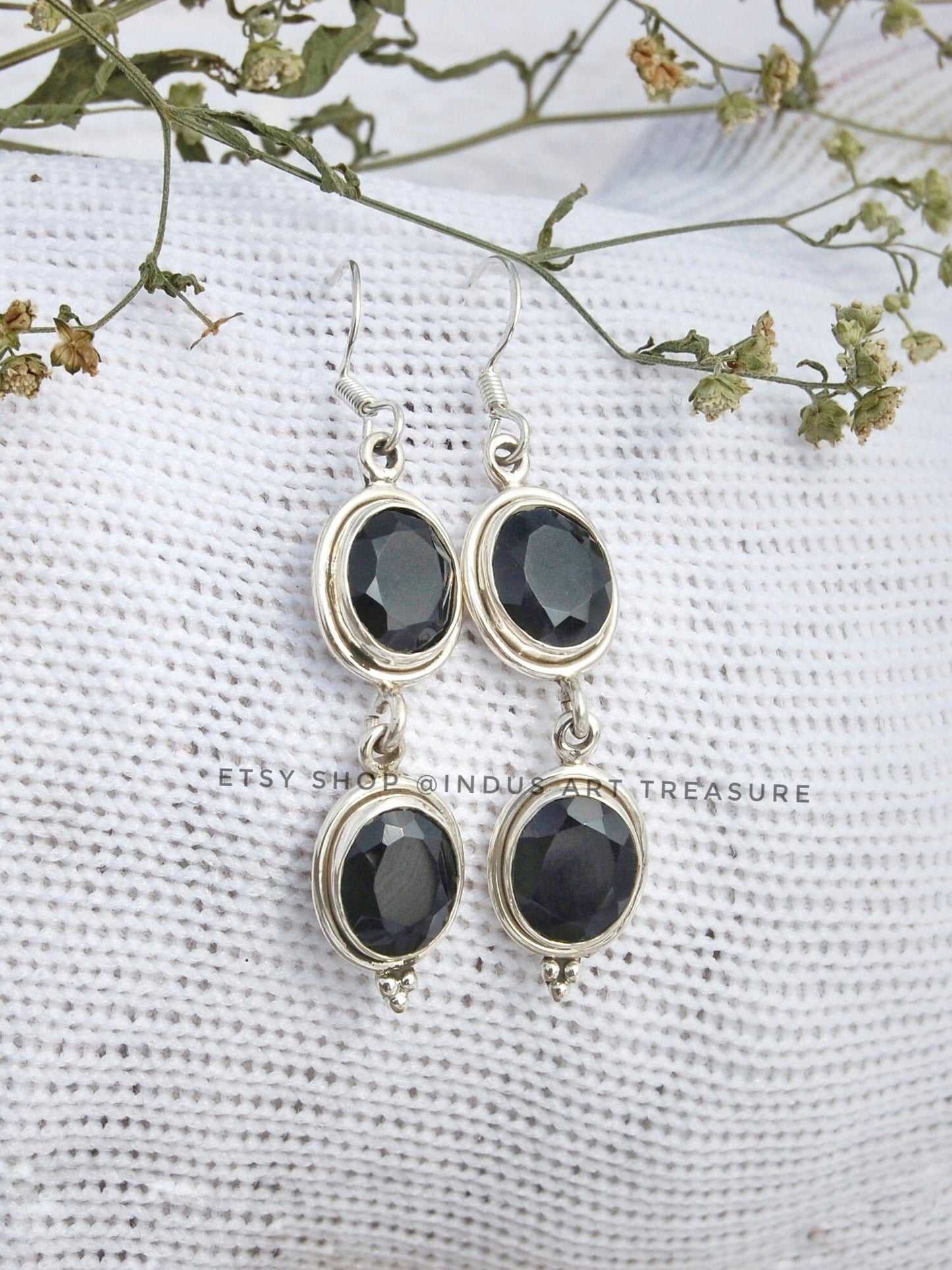 Black Onyx Dangle Earrings