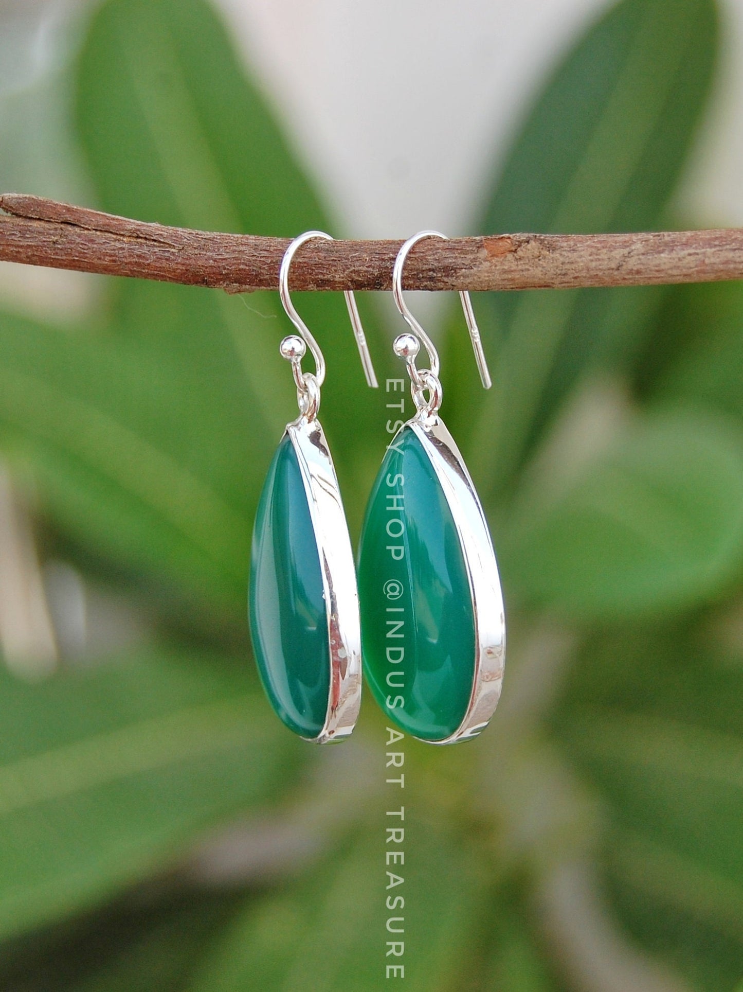 Green Onyx Drop Earrings