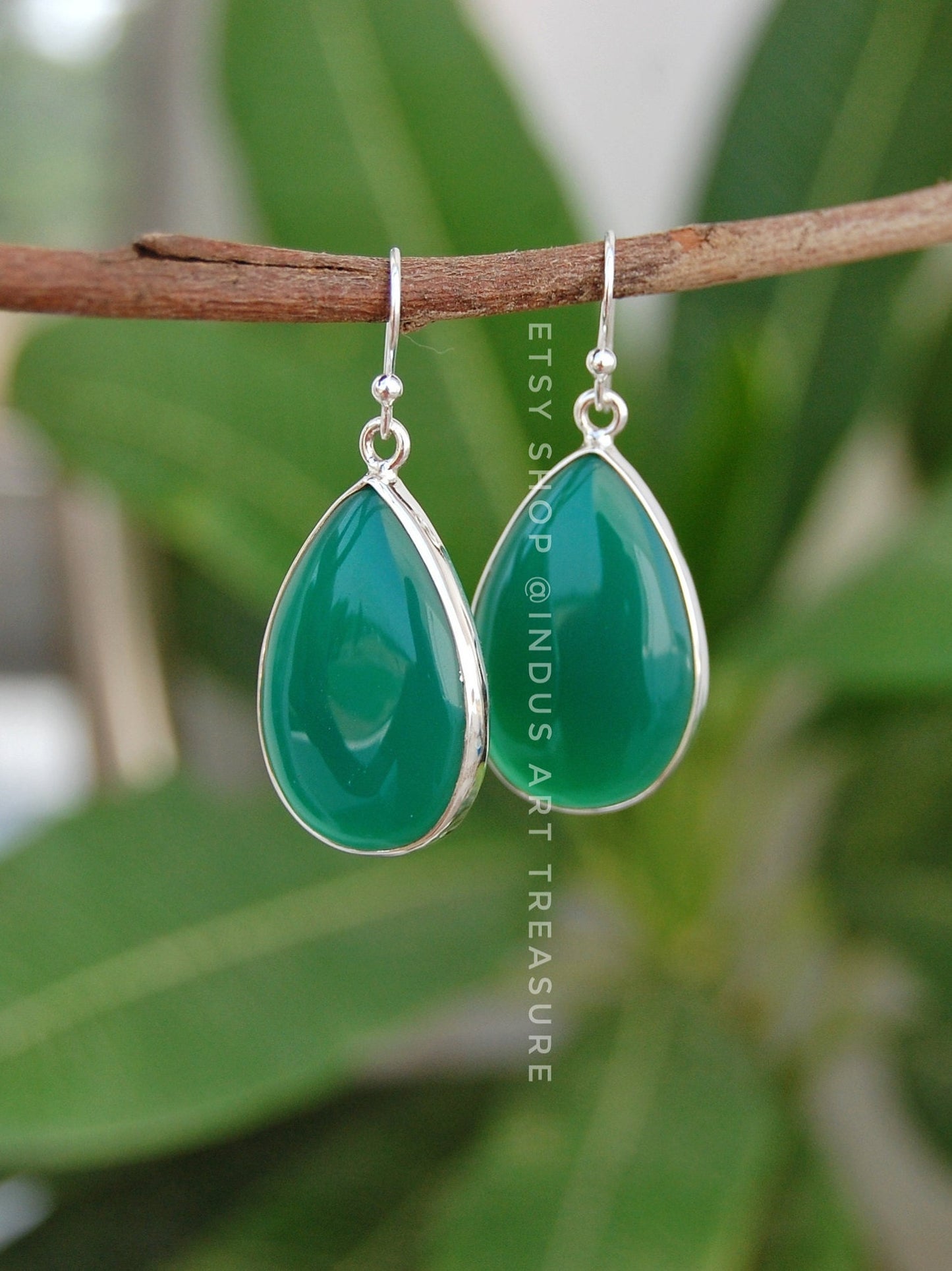 Green Onyx Drop Earrings