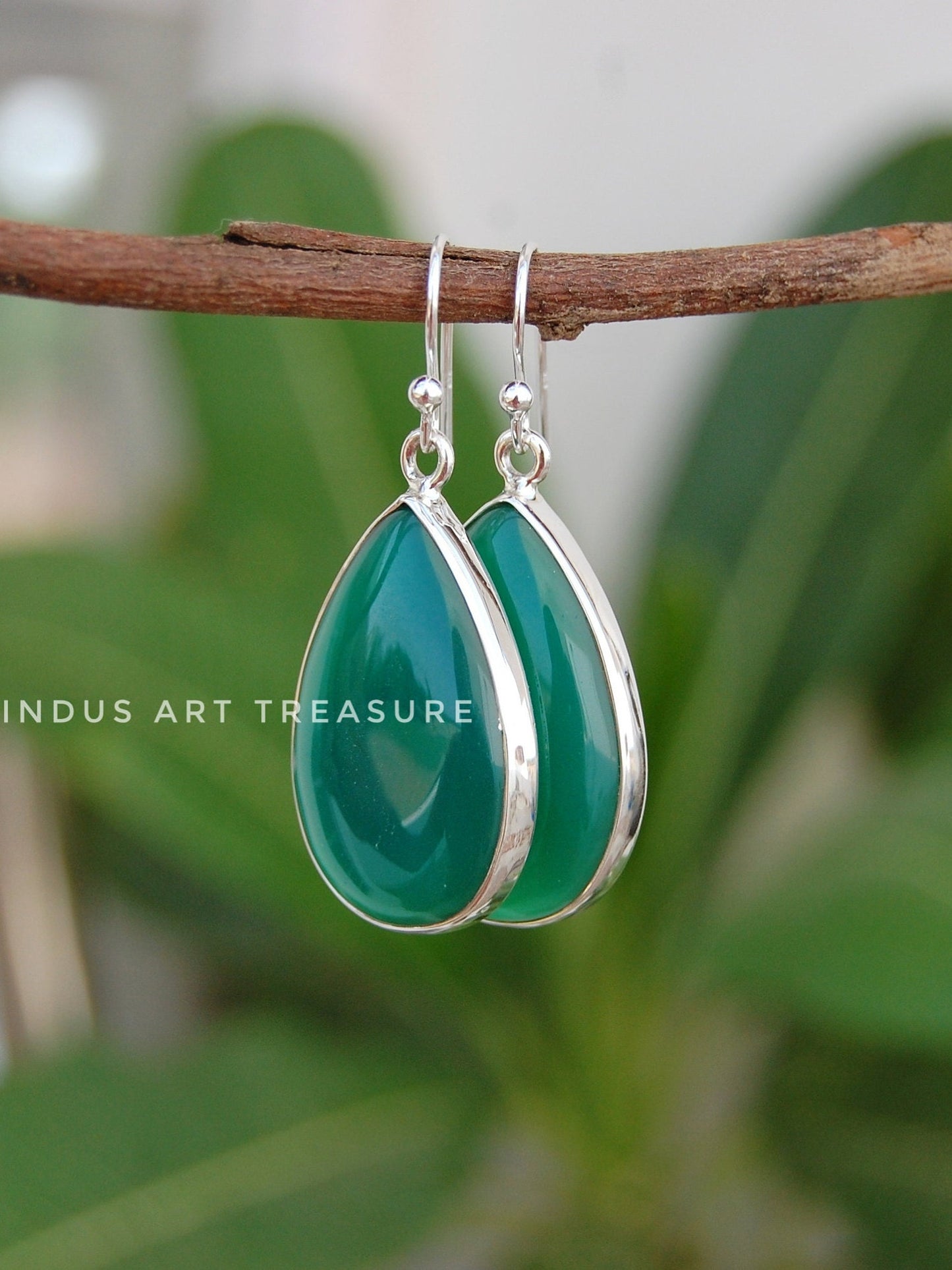 Green Onyx Drop Earrings