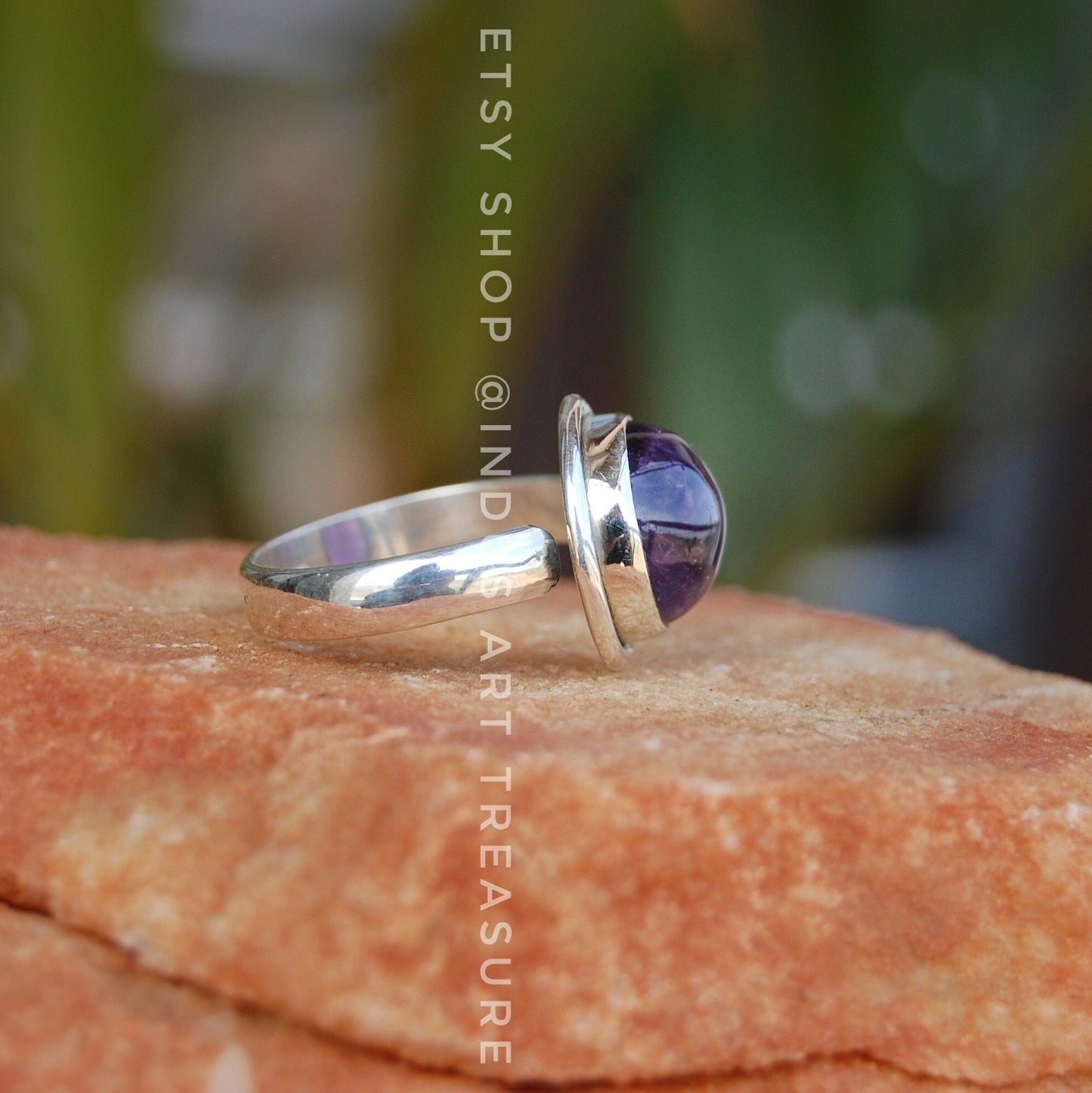 Purple Amethyst Round Ring