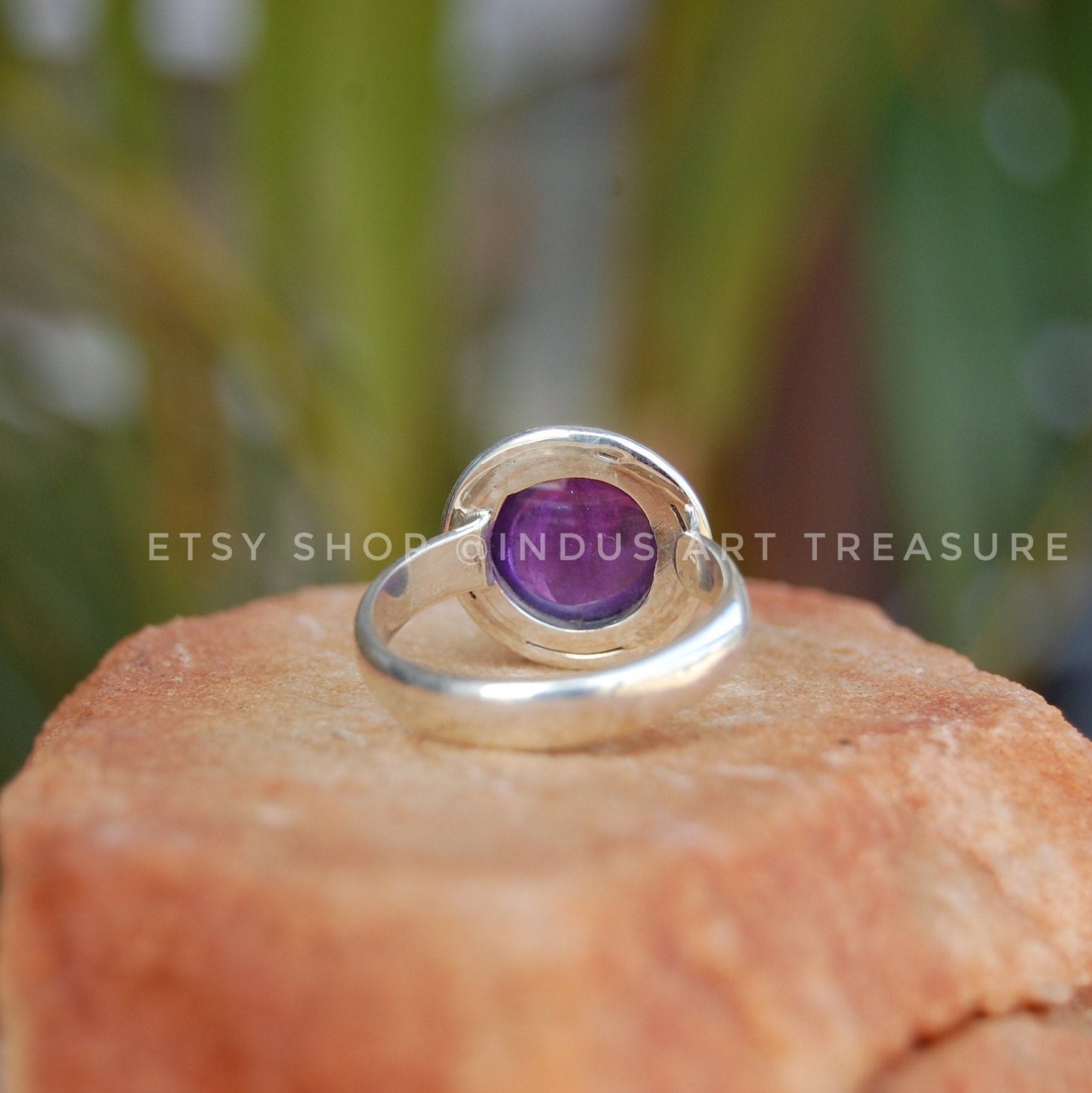 Purple Amethyst Round Ring