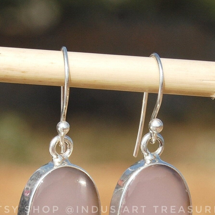 Pink Chalcedony Drop Earrings