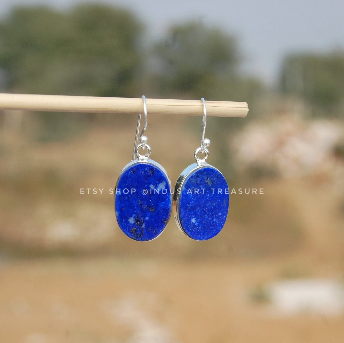 Lapis Lazuli Silver Dangle Earrings