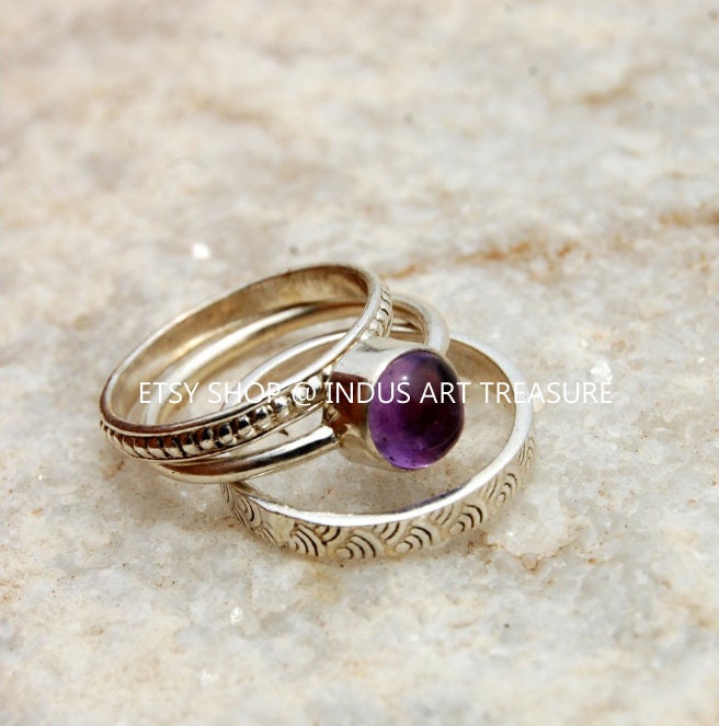 Amethyst Stacking Ring Set
