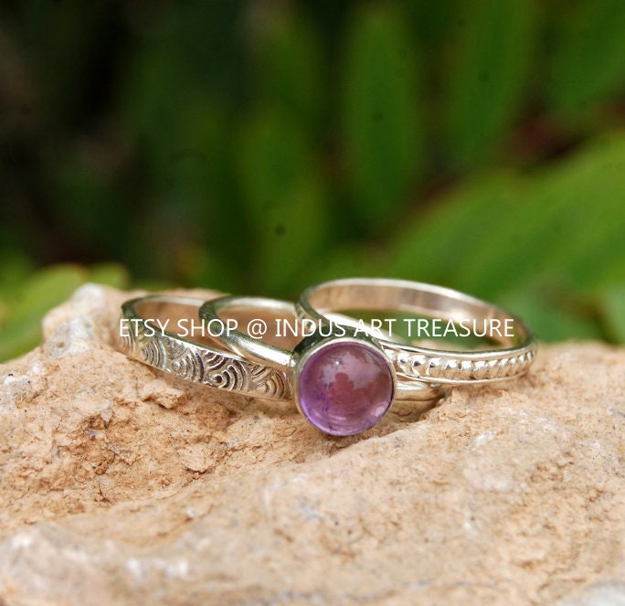 Amethyst Stacking Ring Set