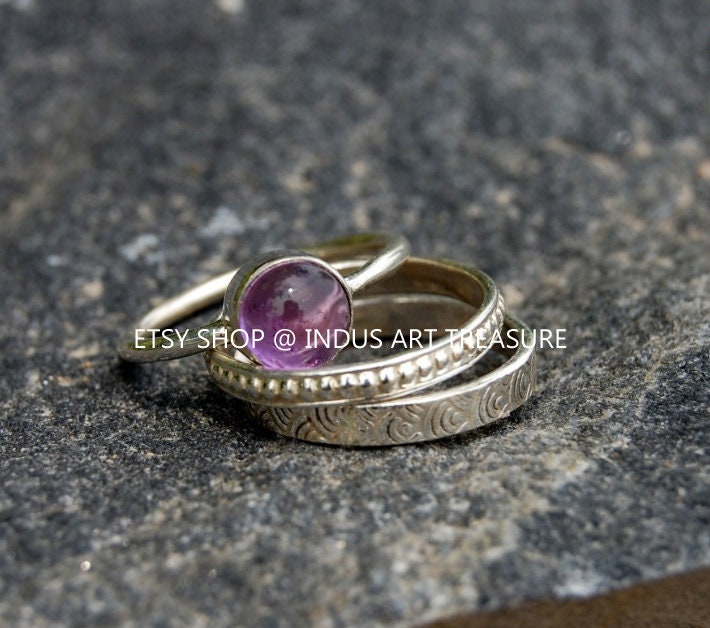 Amethyst Stacking Ring Set