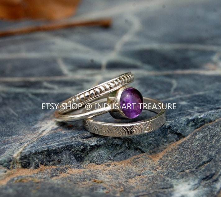 Amethyst Stacking Ring Set