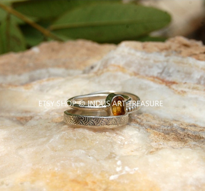Yellow Citrine Stacking Ring Set
