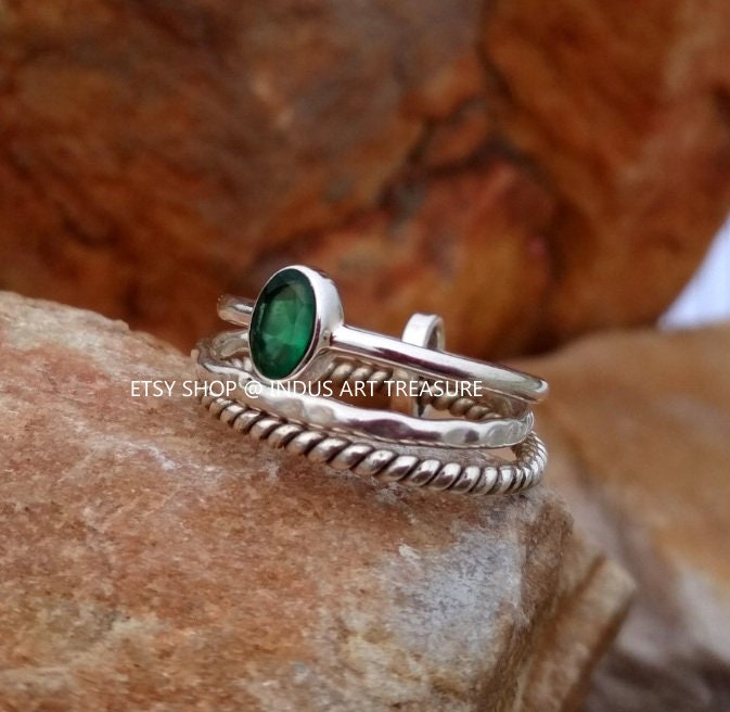 Green Onyx Stacking Ring Set