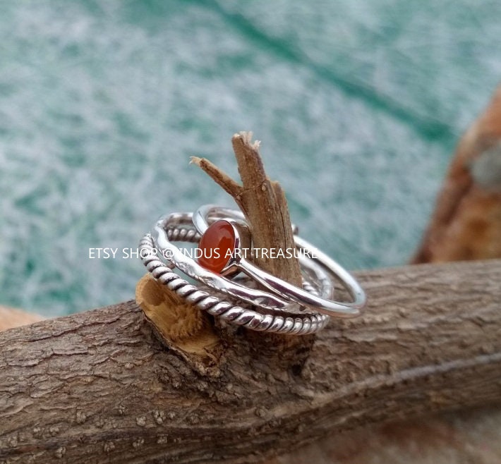 Carnelian Stacking Ring Set