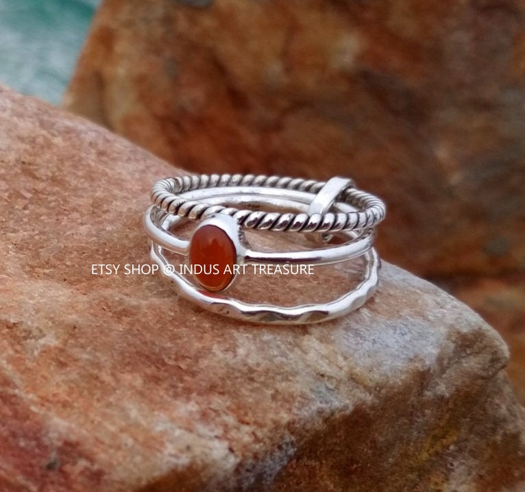 Carnelian Stacking Ring Set