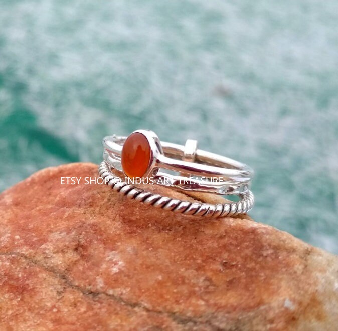 Carnelian Stacking Ring Set