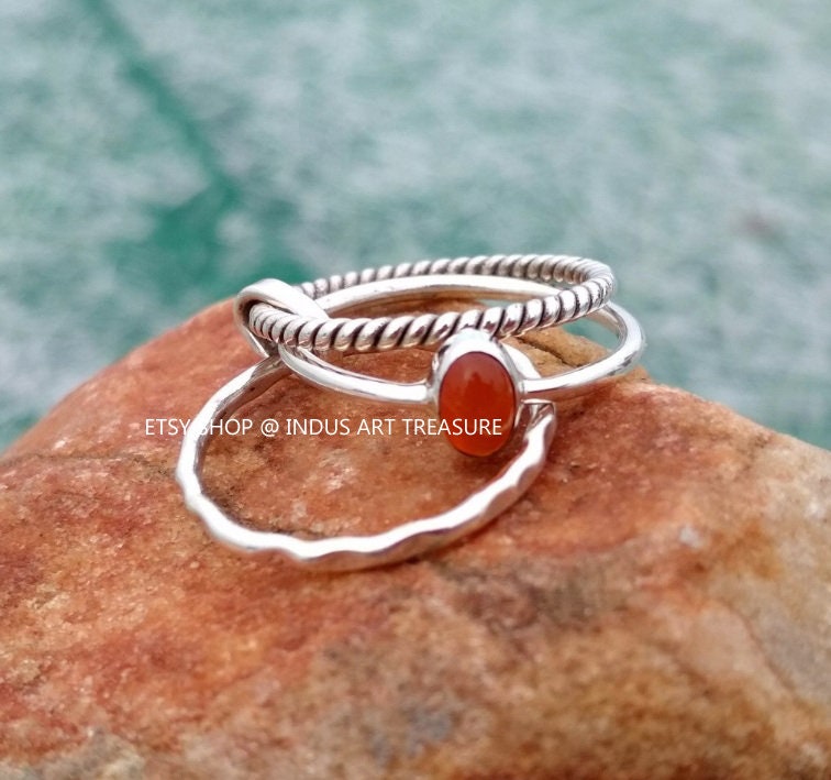 Carnelian Stacking Ring Set